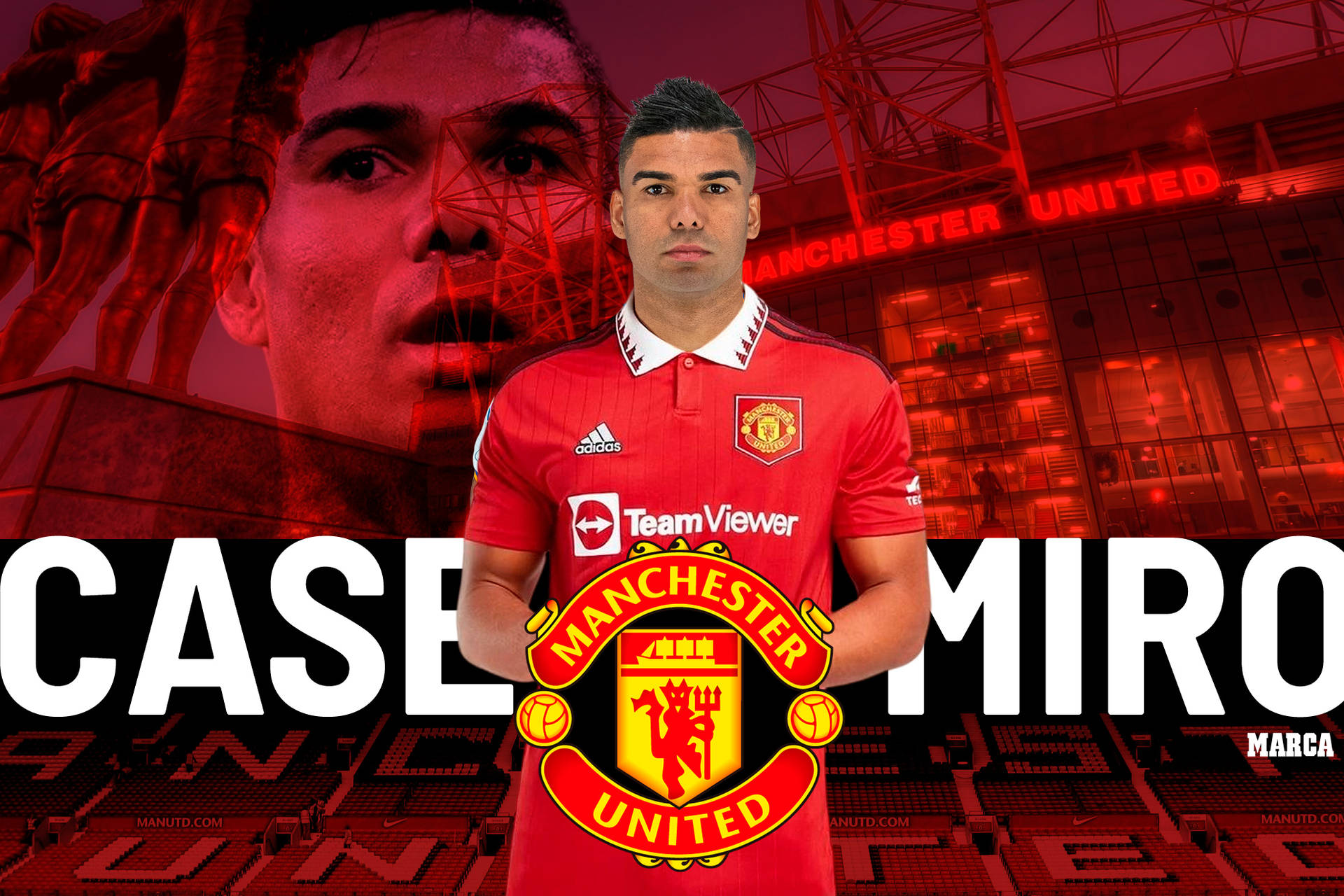 Carlos Casimiro Manchester United Red Background