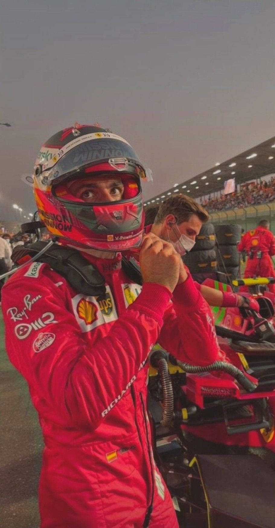 Carlos Sainz Jr Removing Helmet Background