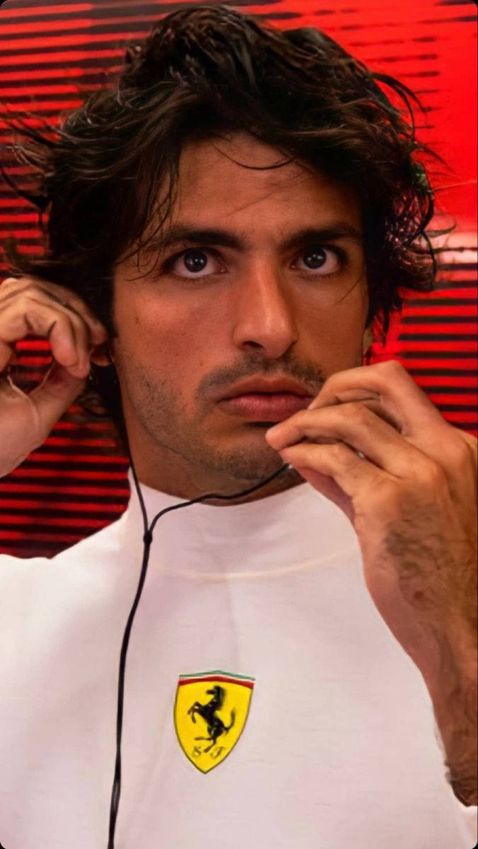 Carlos Sainz Jr Wearing His Earphones