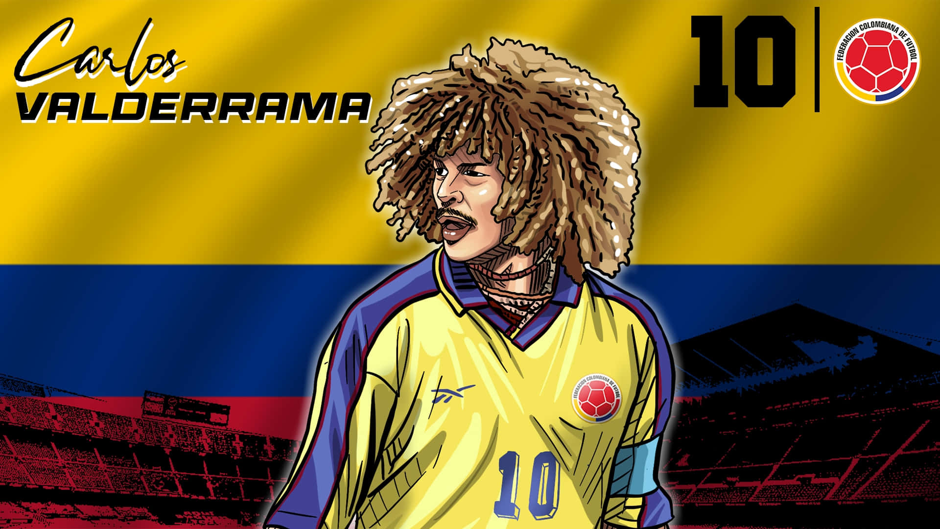 Carlos Valderrama Colombia Flag Background