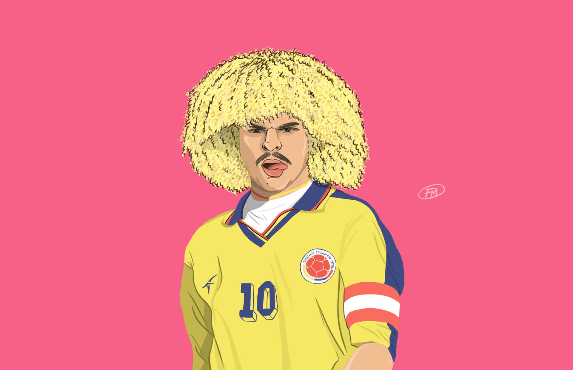 Carlos Valderrama In Pink Background