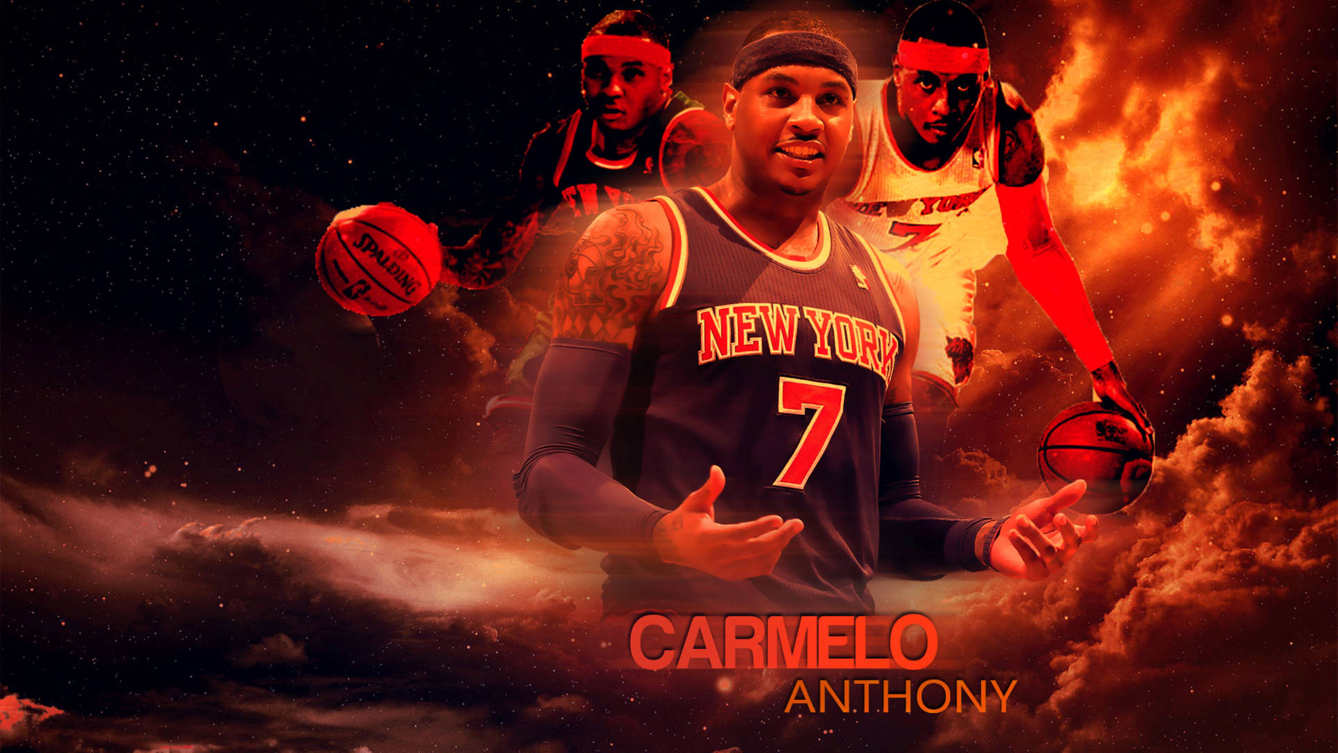 Carmelo Anthony Red Fire Art Background