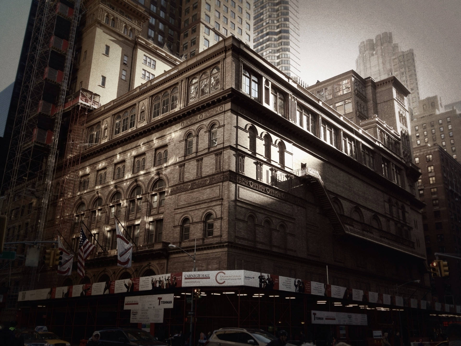 Carnegie Hall Building Vintage Filter Background