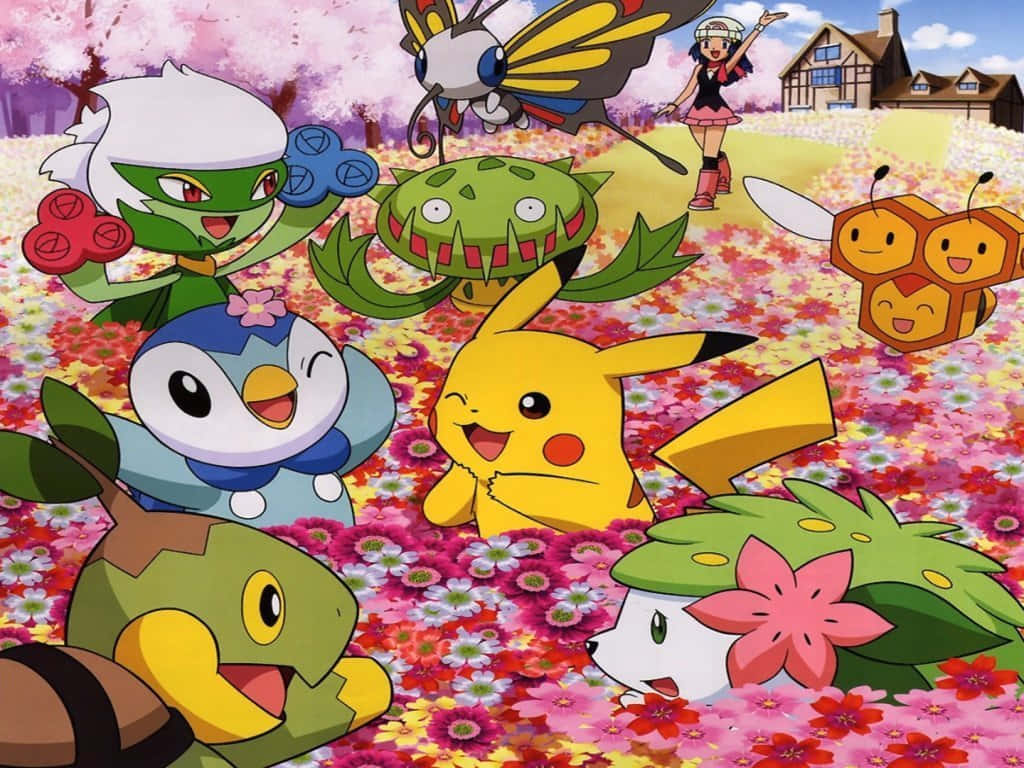 Carnivine With Pikachu And Friends Background
