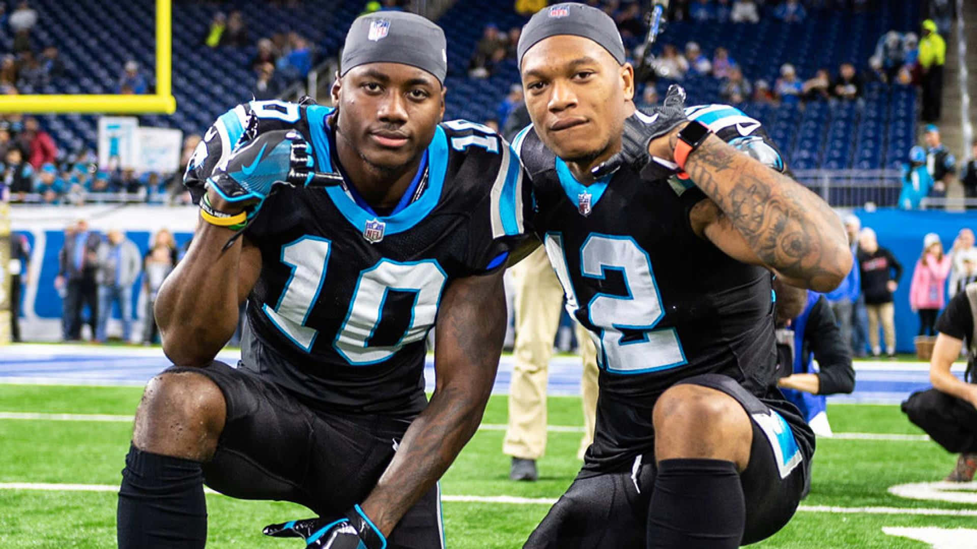 Carolina Panthers Athletes Dj Moore And Curtis Samuel Background