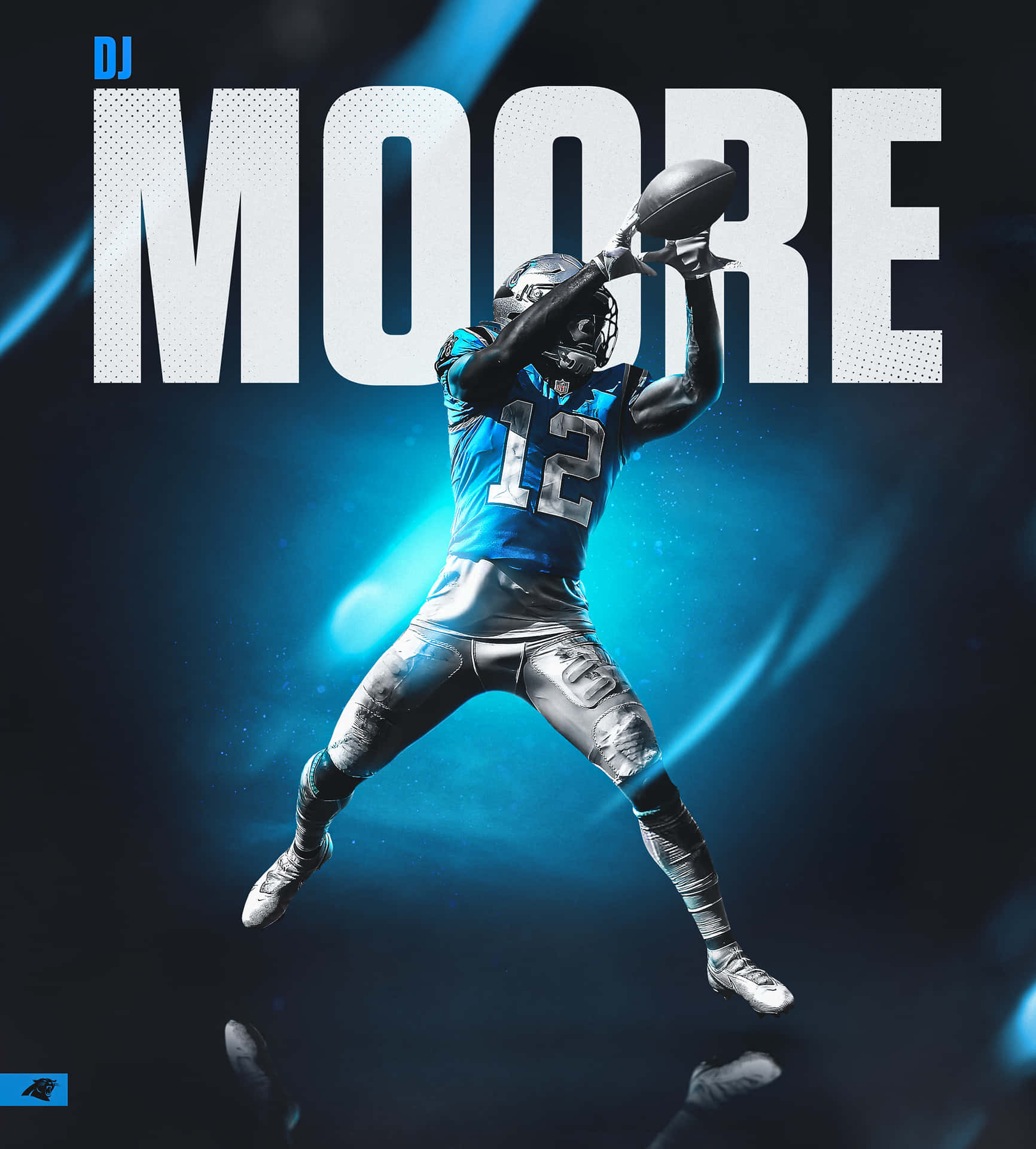 Carolina Panthers Dj Moore Dark Blue Background