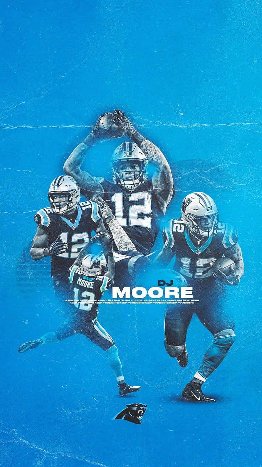Carolina Panthers Dj Moore Vibrant Blue Background