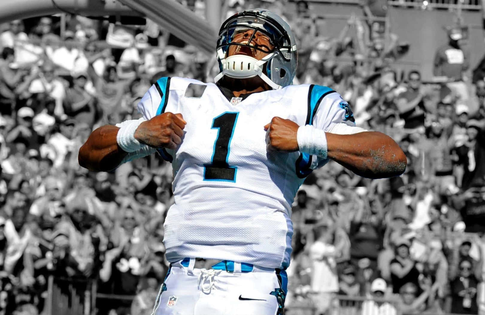 Carolina Panthers Quarterback Cam Newton Celebrating A Touchdown Background