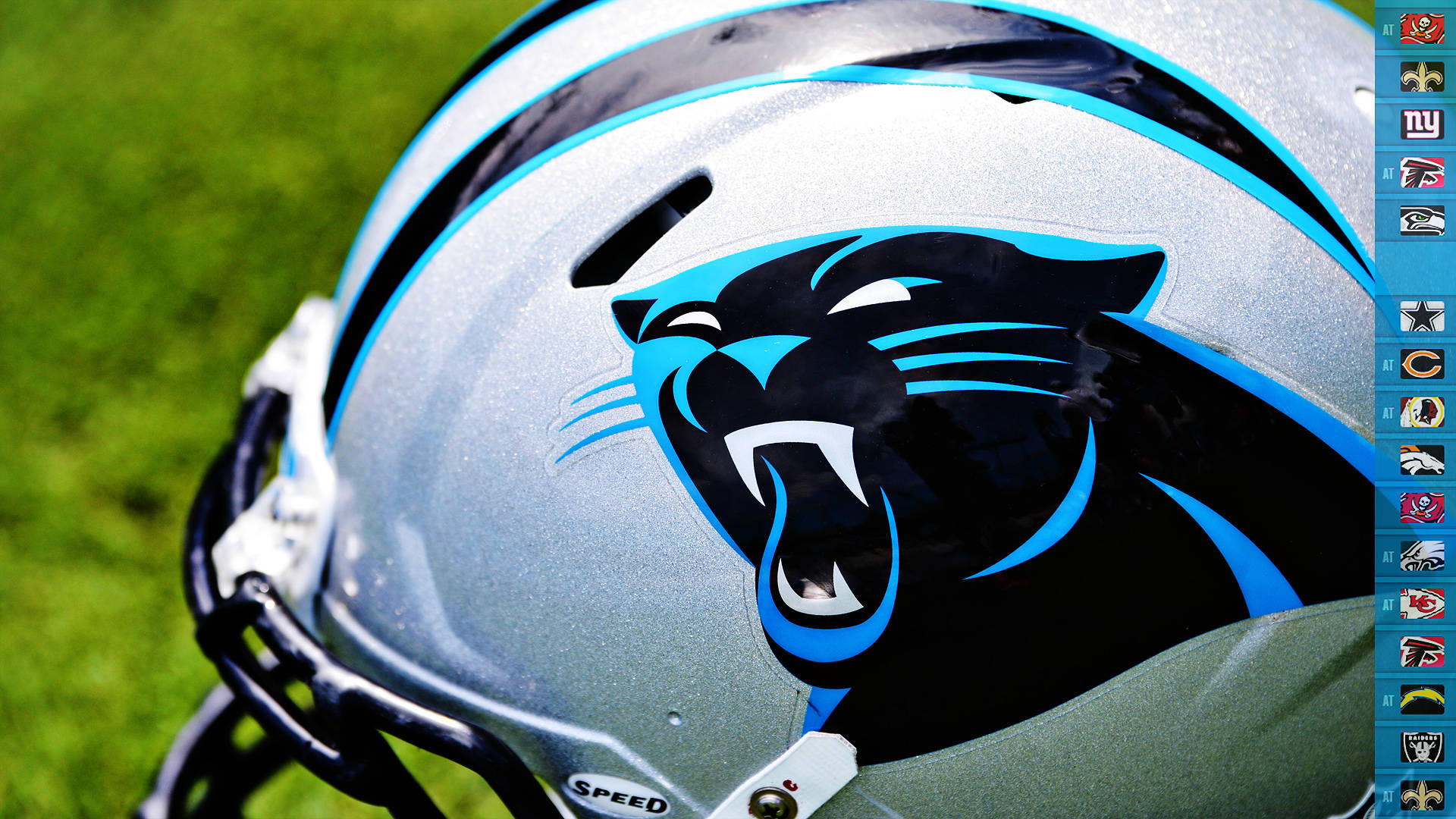 Carolina Roaring Panthers On Helmet Background