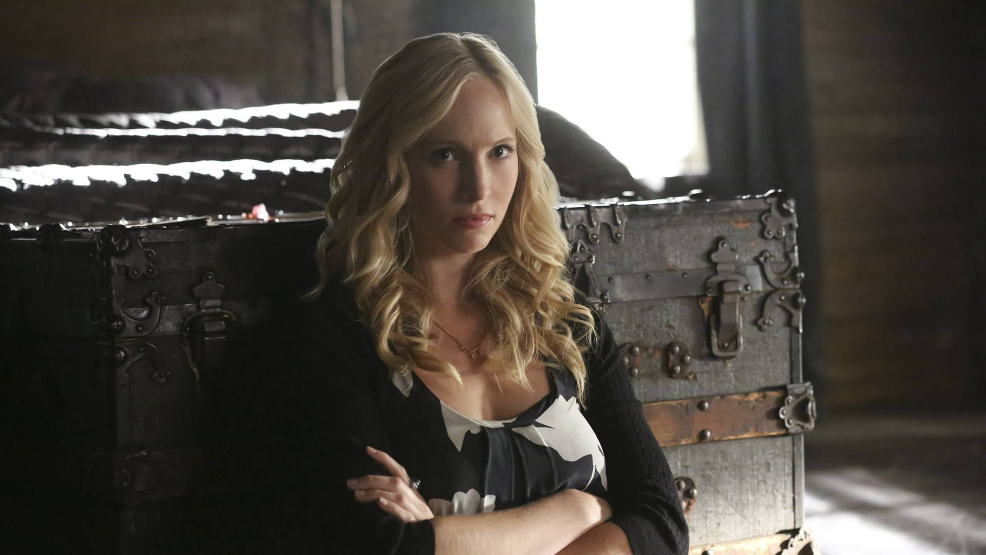 Caroline Forbes Angry Look Background