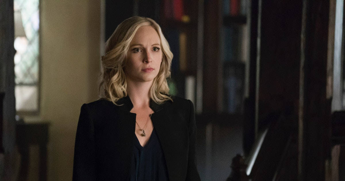 Caroline Forbes In All Black Outfit Background
