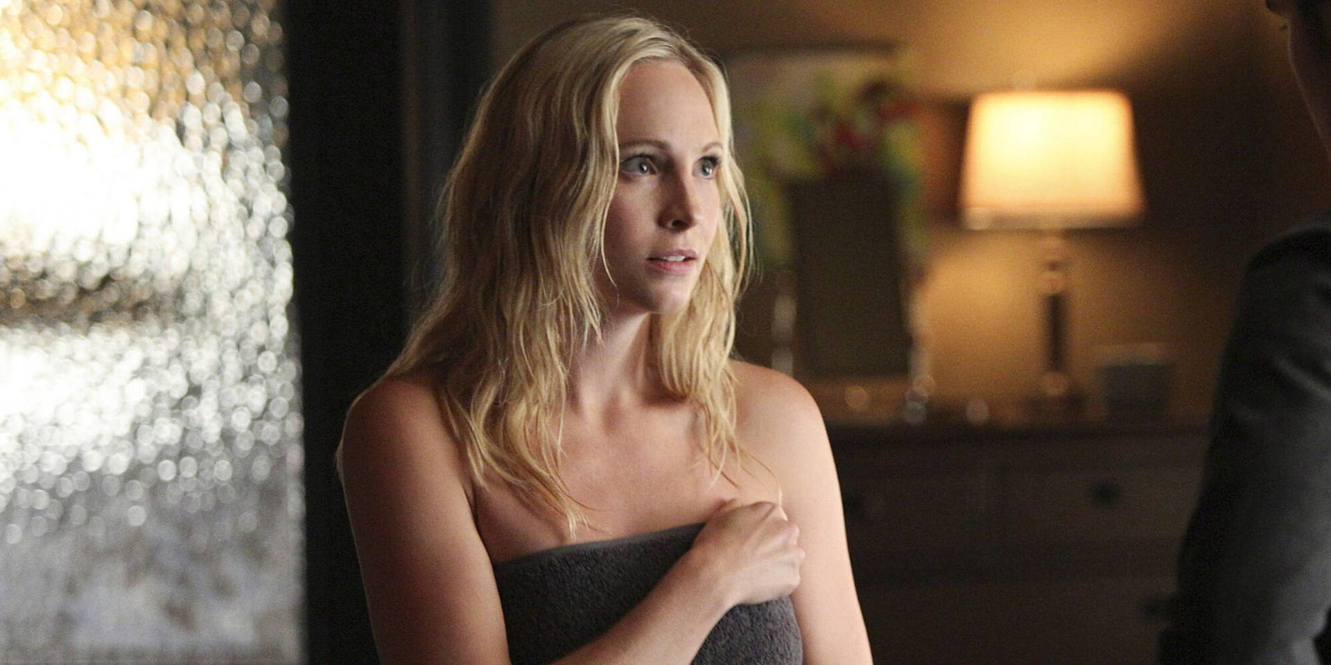 Caroline Forbes With Towel Background