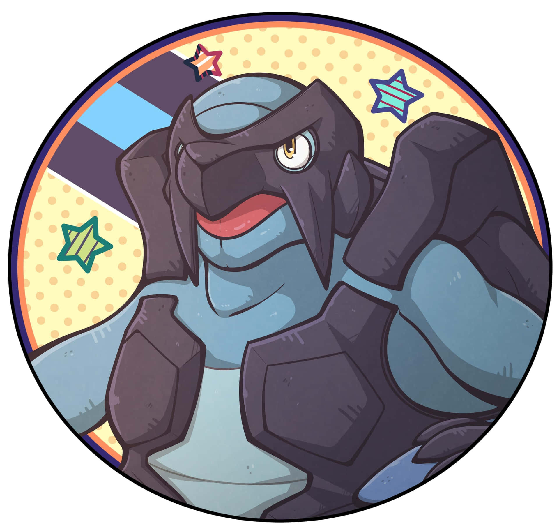 Carracosta Pokemon Art With Circular Frame Background