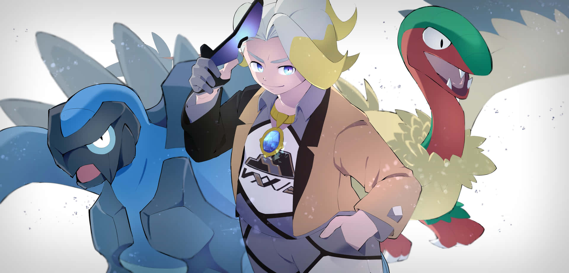 Carracosta With Archeops And Gym Leader Gordie Background