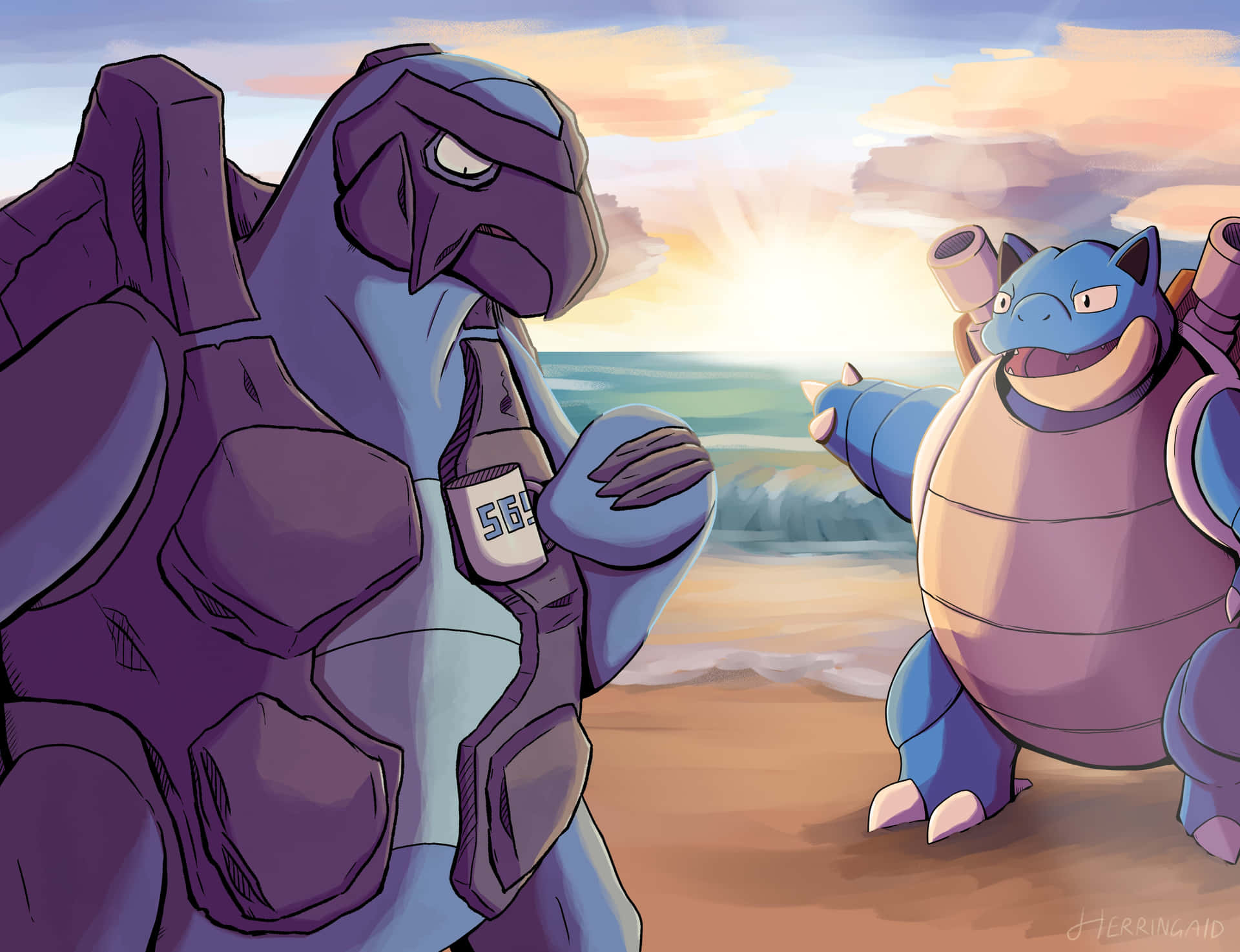 Carracosta With Blastoise Pokemon Fanart Background