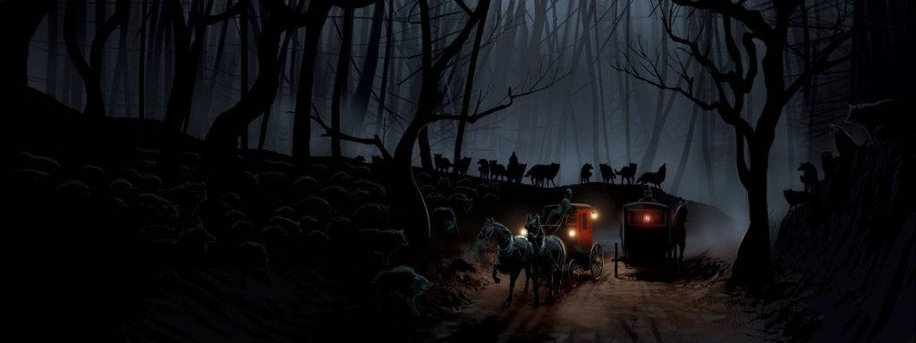 Carriages Pulled By Horses Dark Screen Background