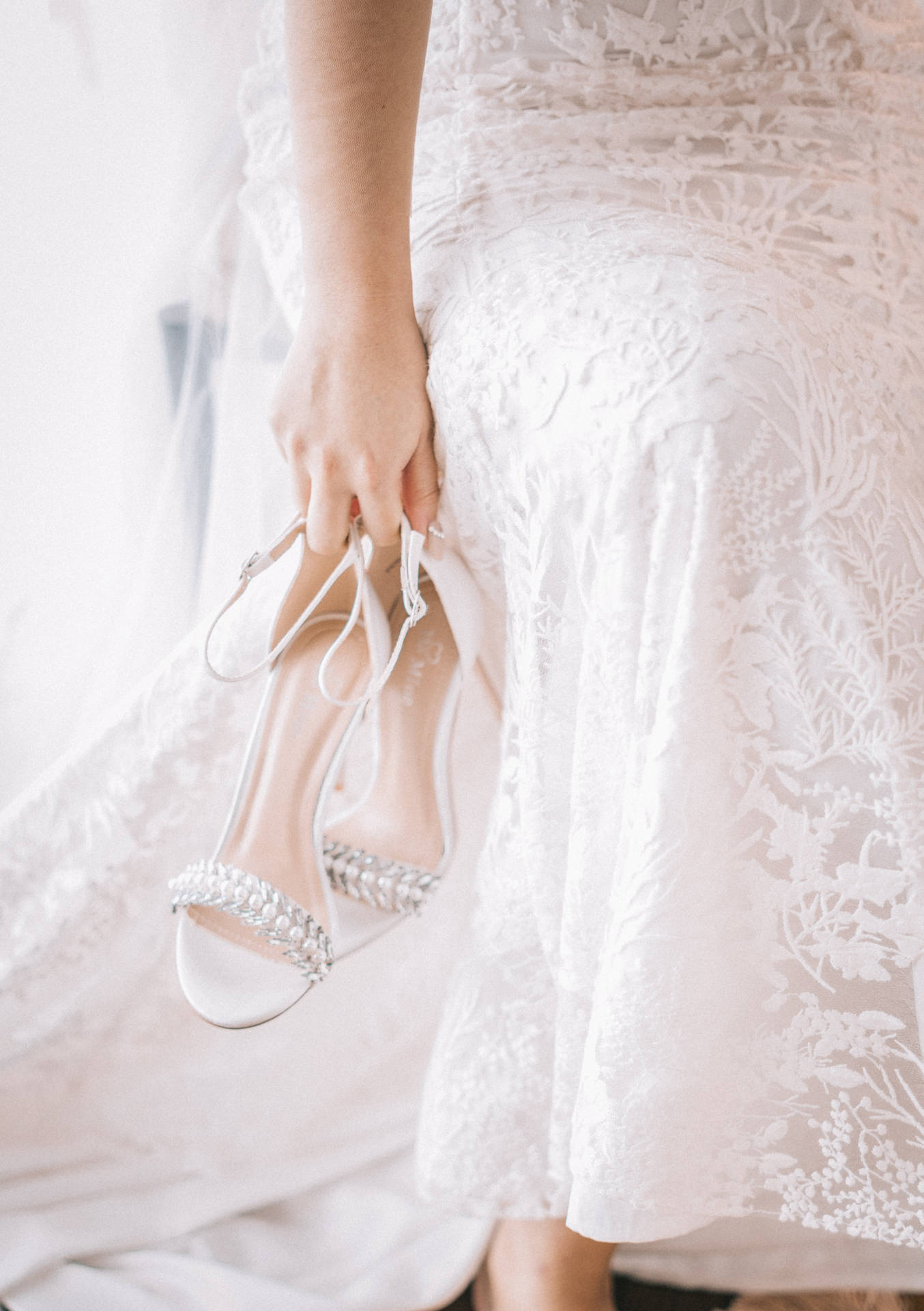 Carrying Bridal Shoes Background