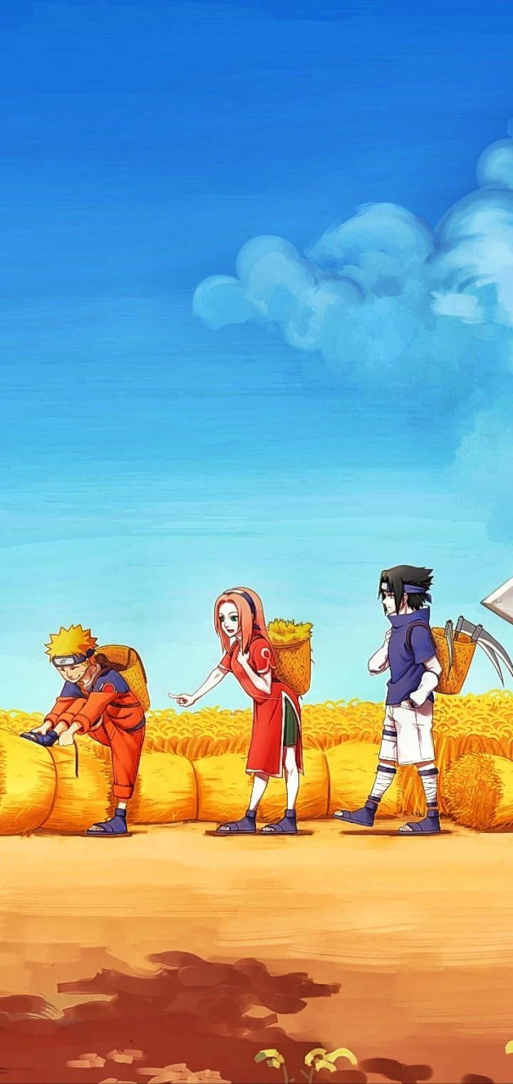 Carrying Hay Team 7 Naruto Iphone Background