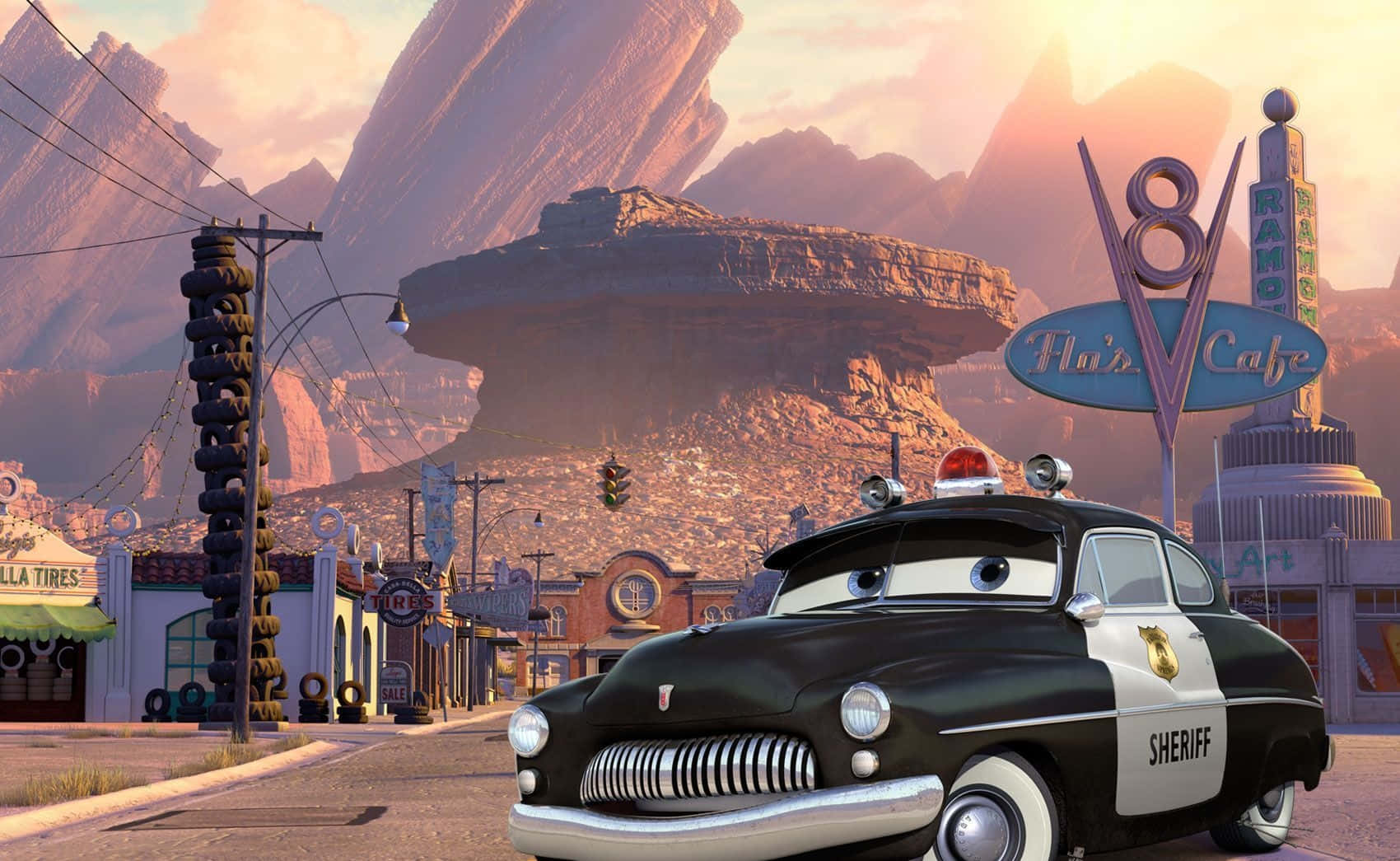 Cars 3 - A City With A Police Car Background