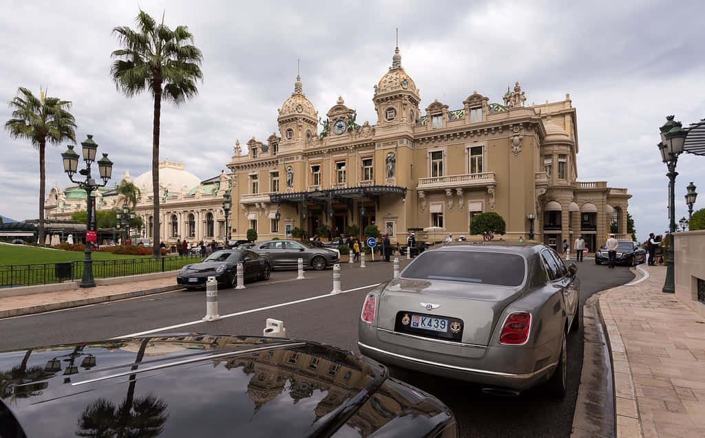 Cars Outside Casino De Monte Carlo Background