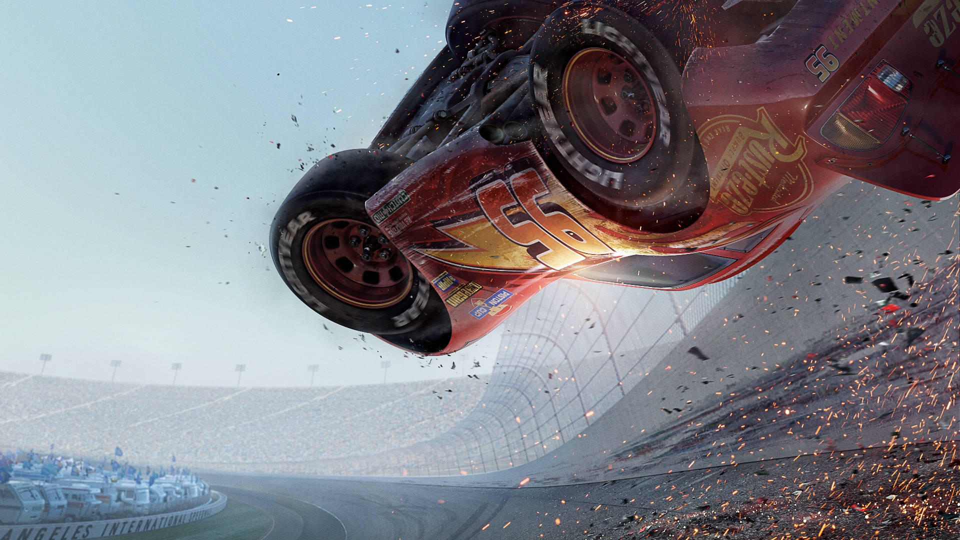 Cars Tumbling Action Packed Scene Background