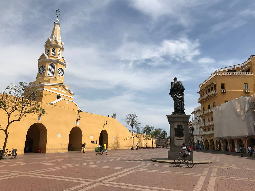 Cartagena Clock Tower And Statue