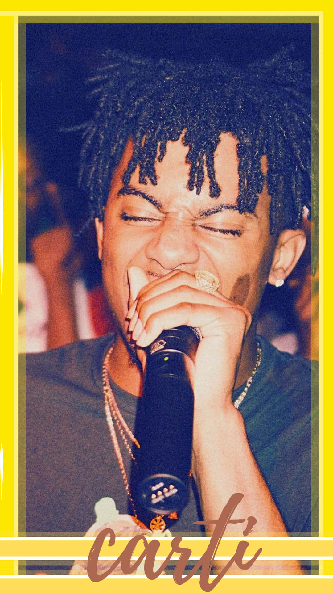 Carti Pfp With Yellow Border Background