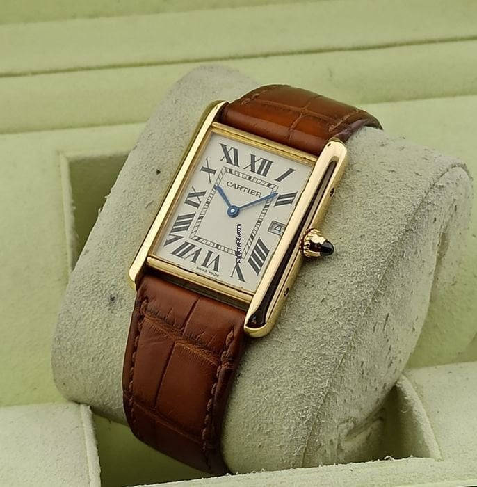 Cartier Leather Gold Watch