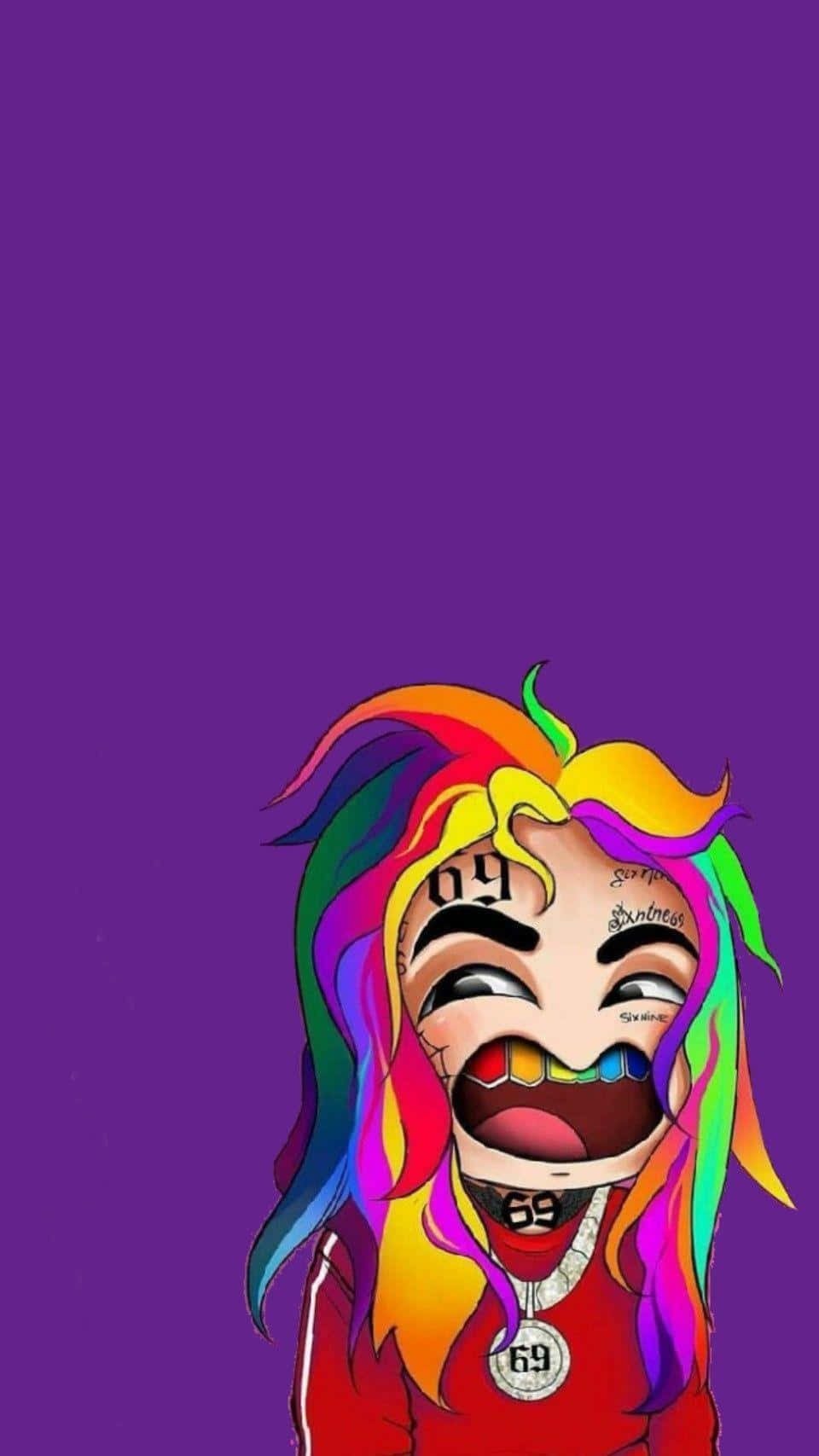 Cartoon American Rapper 6ix9ine. Background