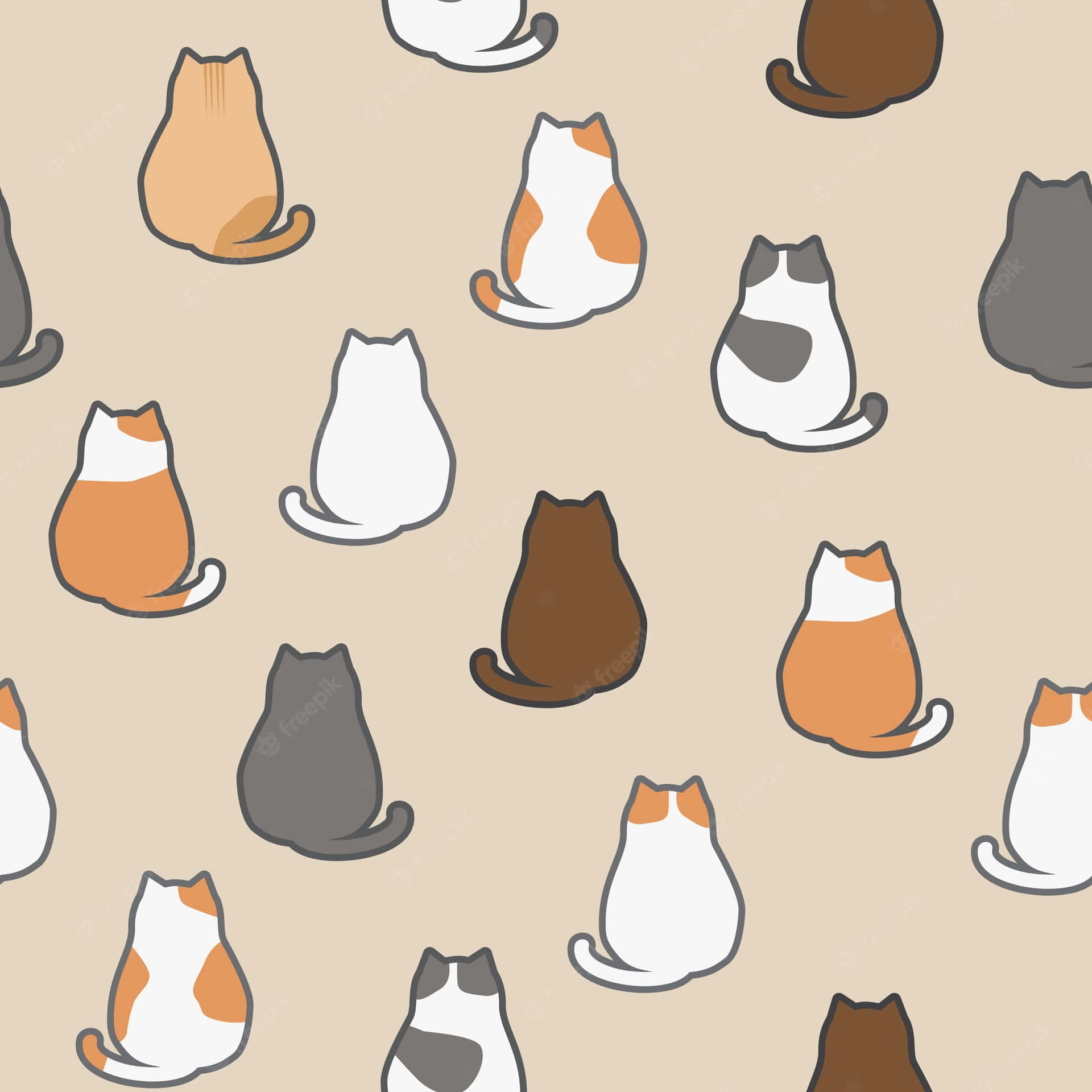 Cartoon Animal Backs Of Cats Background