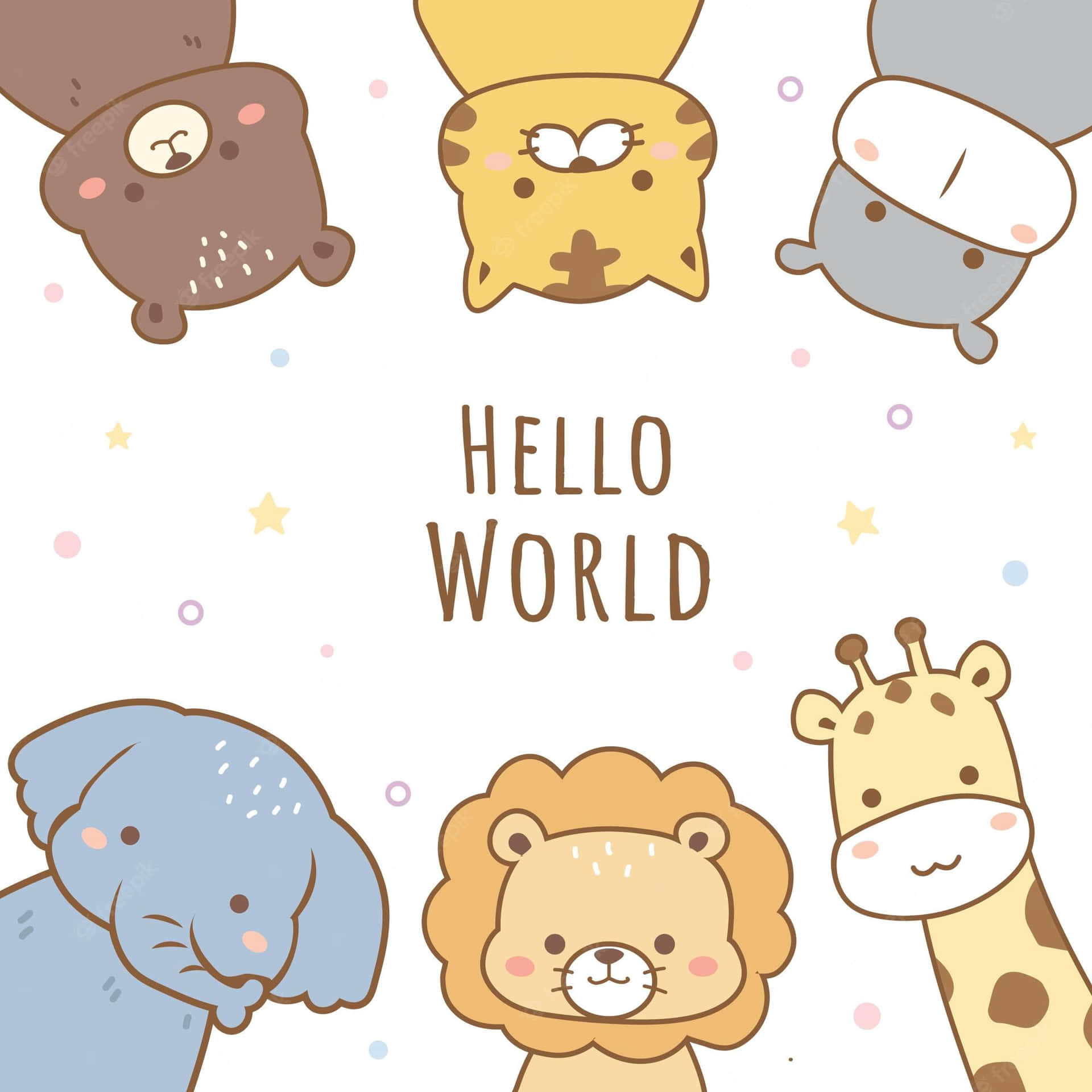 Cartoon Animal Hello World Background