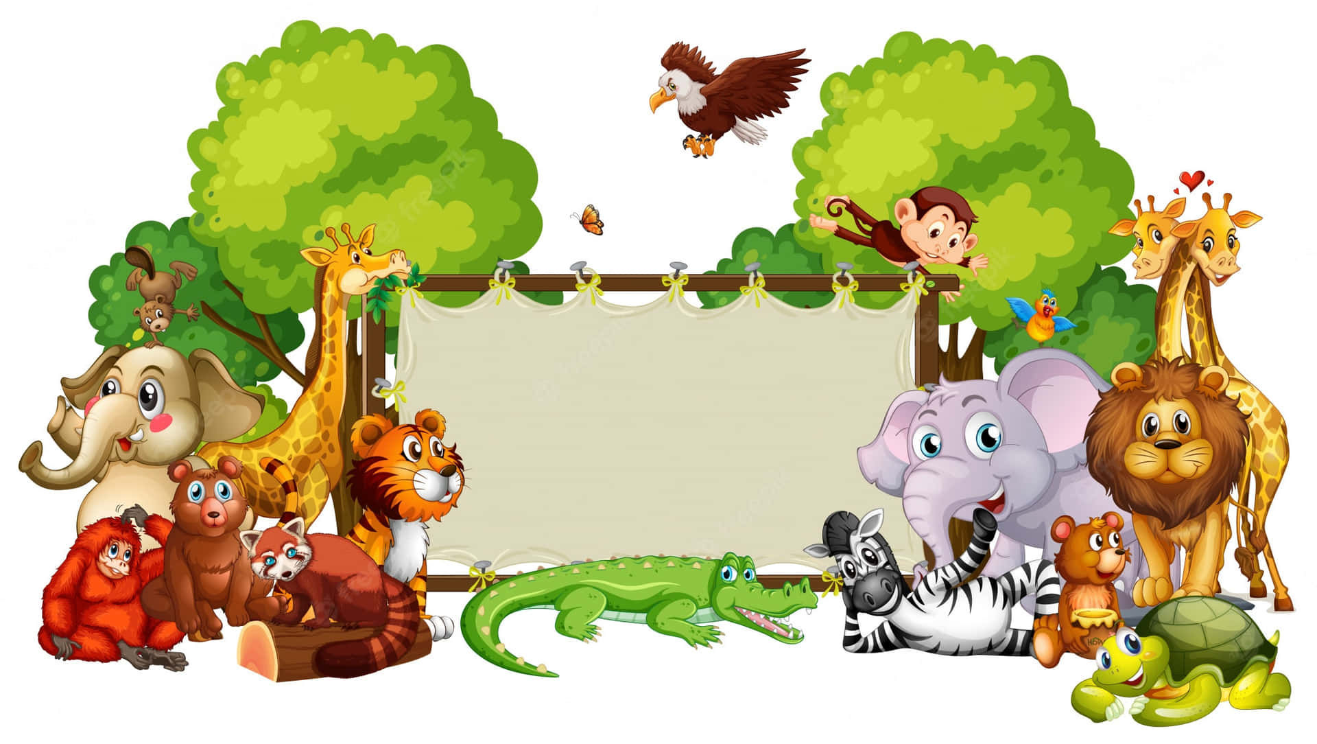 Cartoon Animal Safari Background