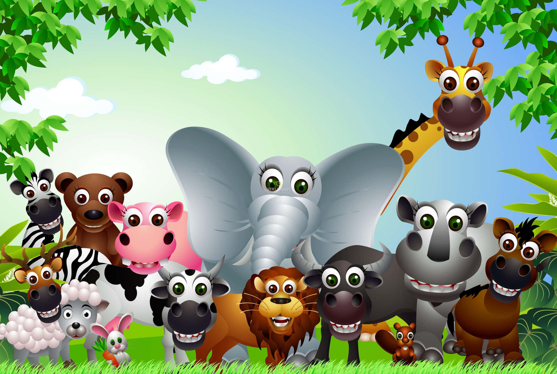 Cartoon Animal Zoo Background