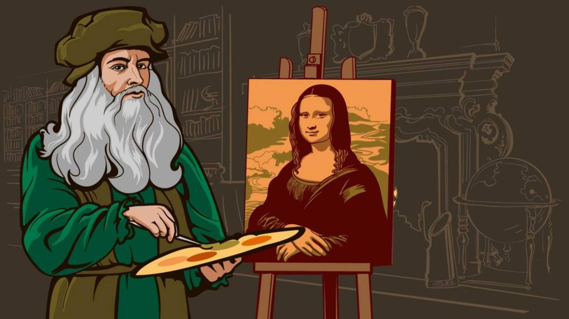 Cartoon Art Leonardo Da Vinci Background