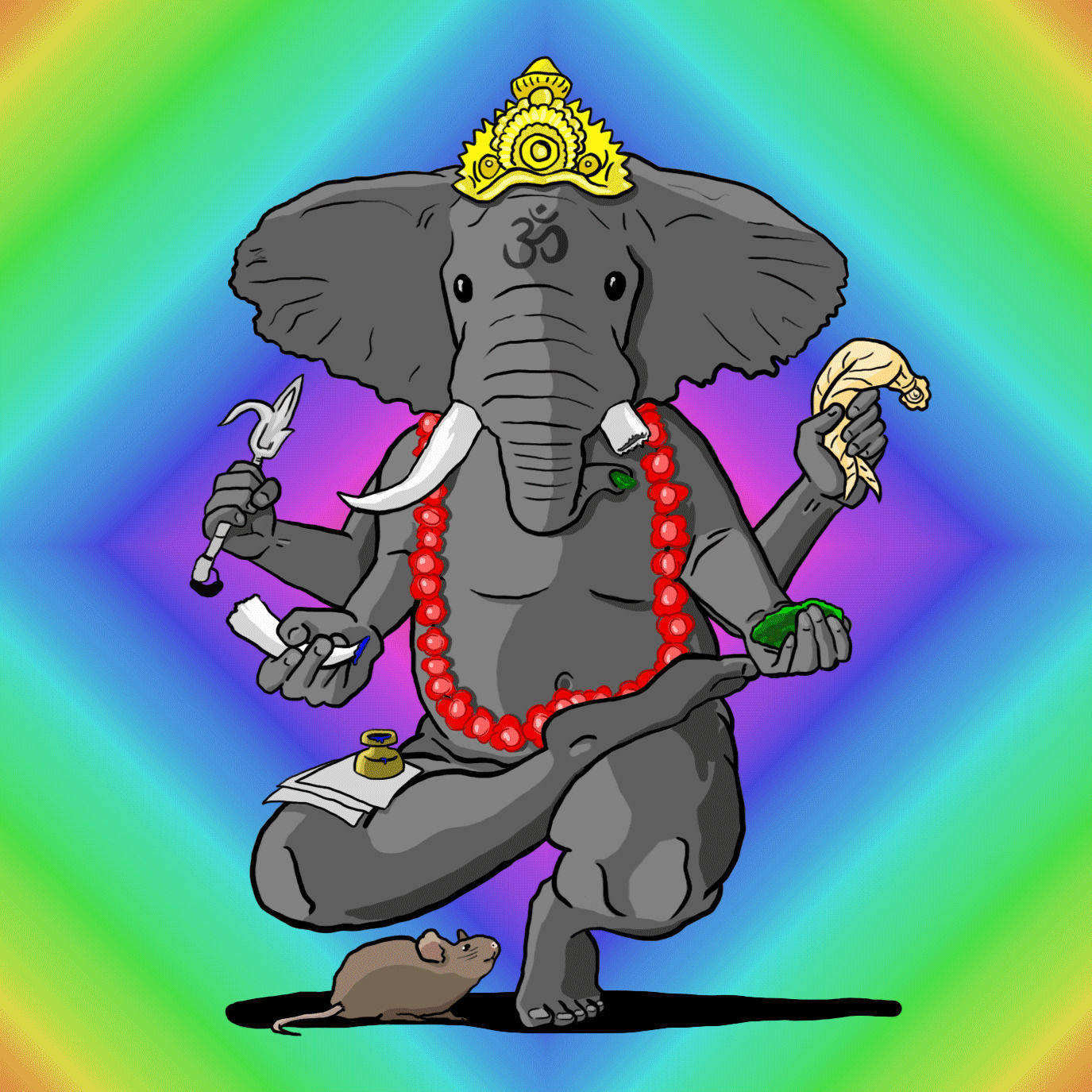 Cartoon Art Of Lord Ganesha Background