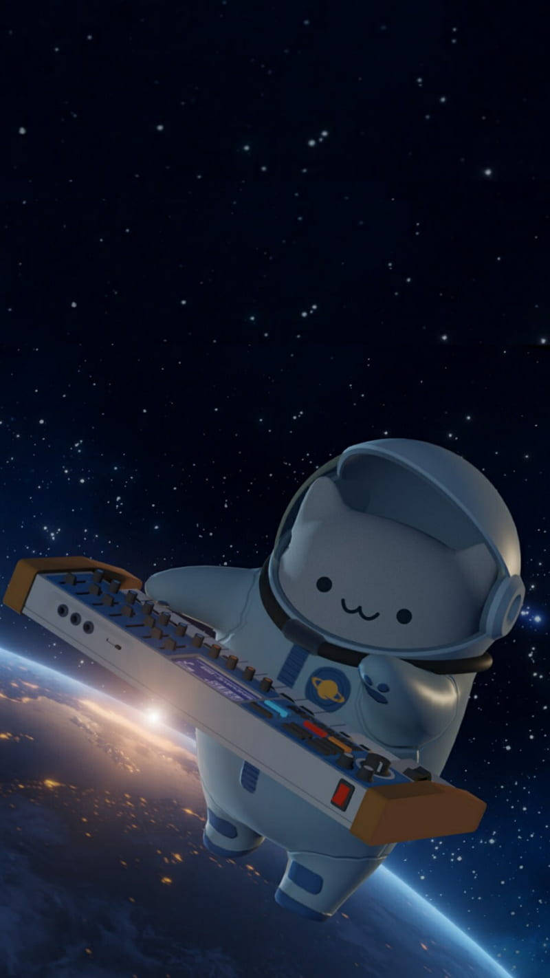 Cartoon Astronaut Cat Background