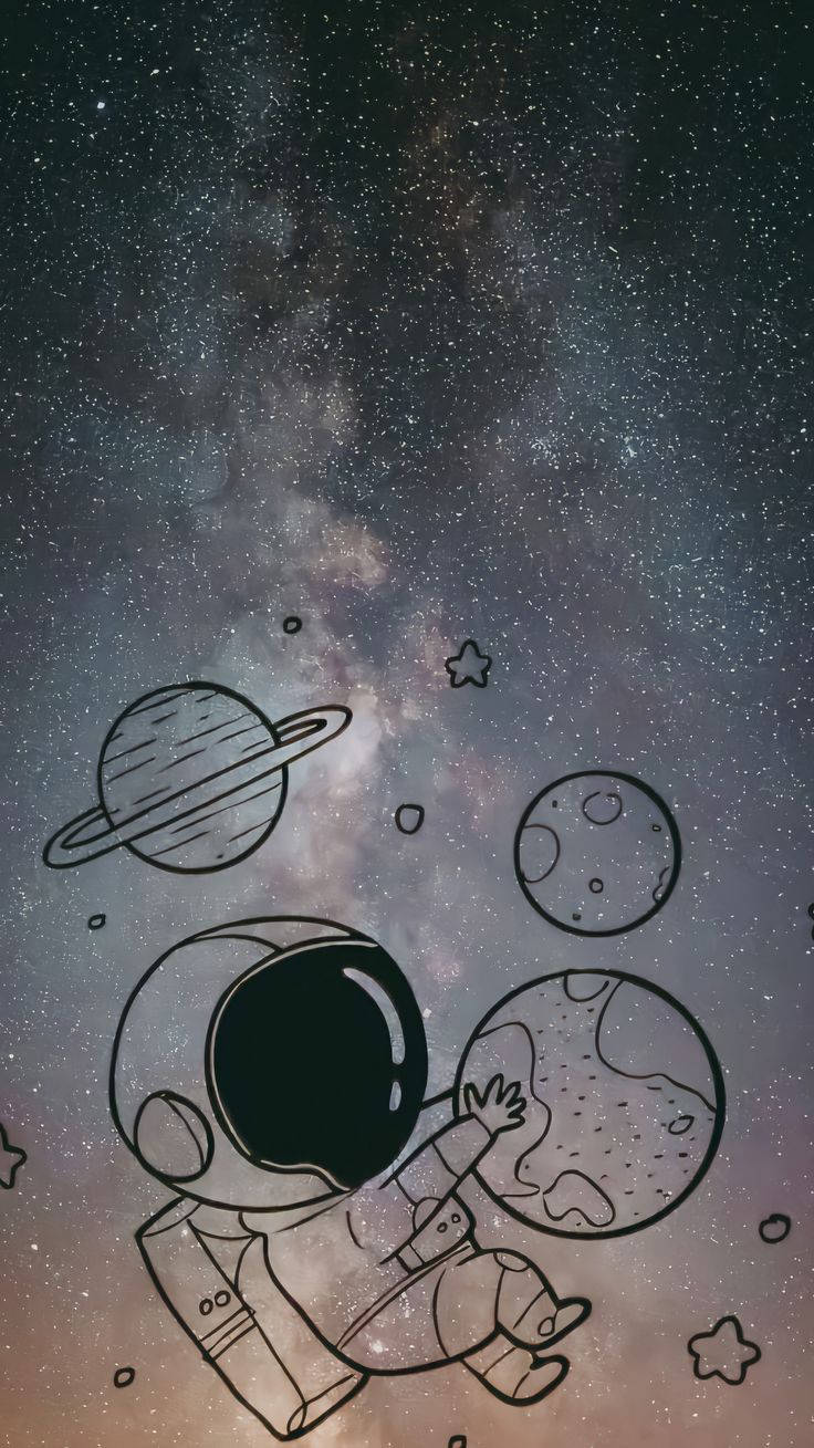 Cartoon Astronaut Drawing Background