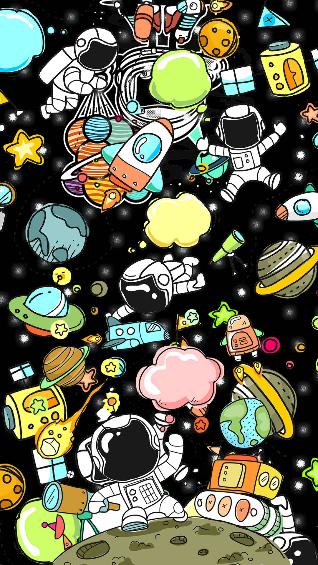 Cartoon Astronaut In Outer Space Background