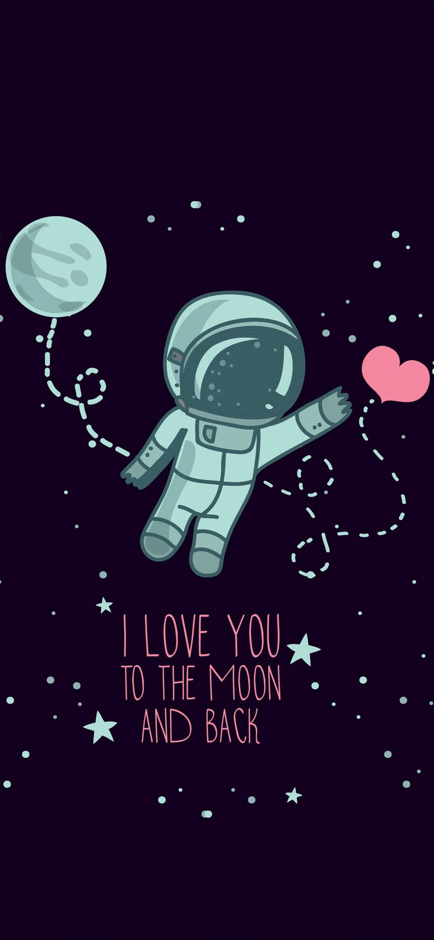 Cartoon Astronaut Love You To The Moon Background