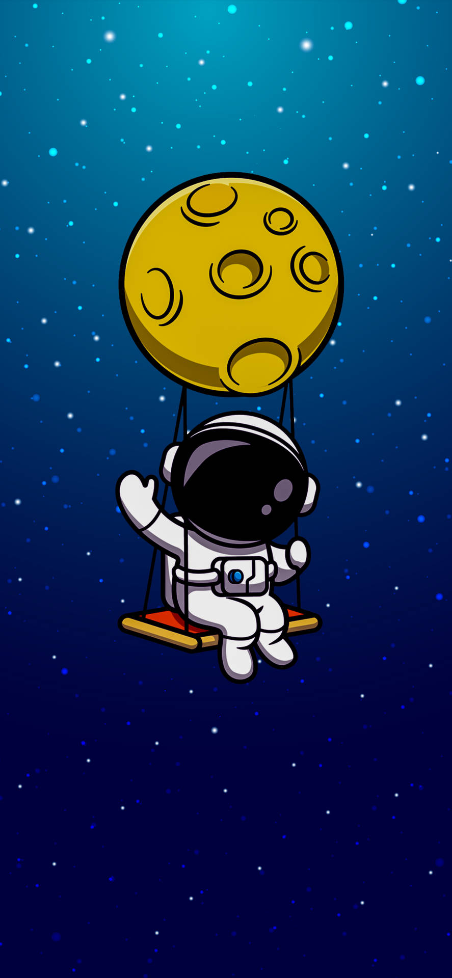 Cartoon Astronaut On A Swing Background