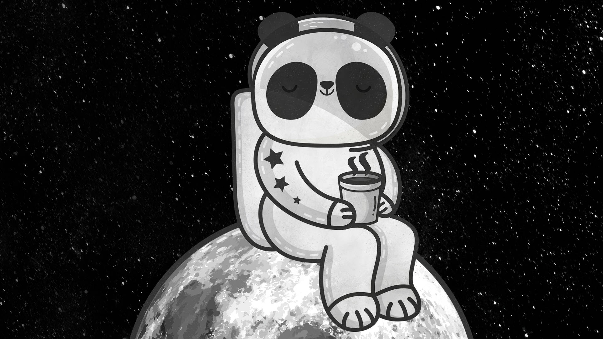 Cartoon Astronaut Panda Background