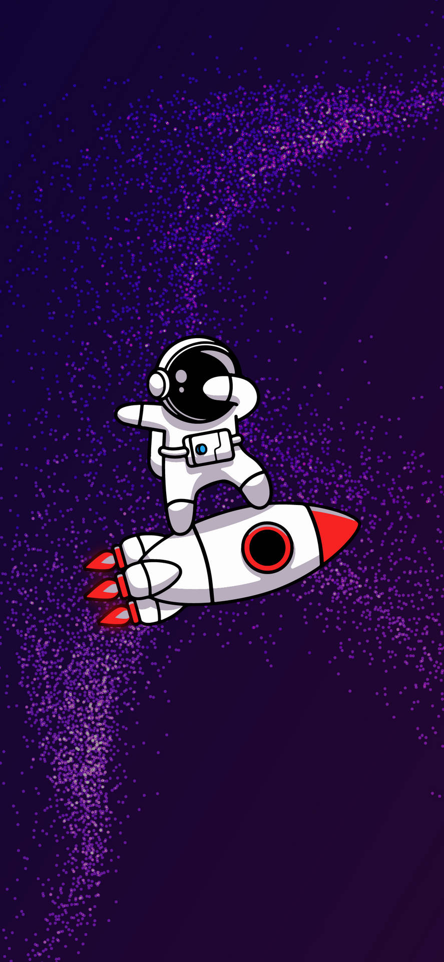 Cartoon Astronaut Riding A Rocket Ship