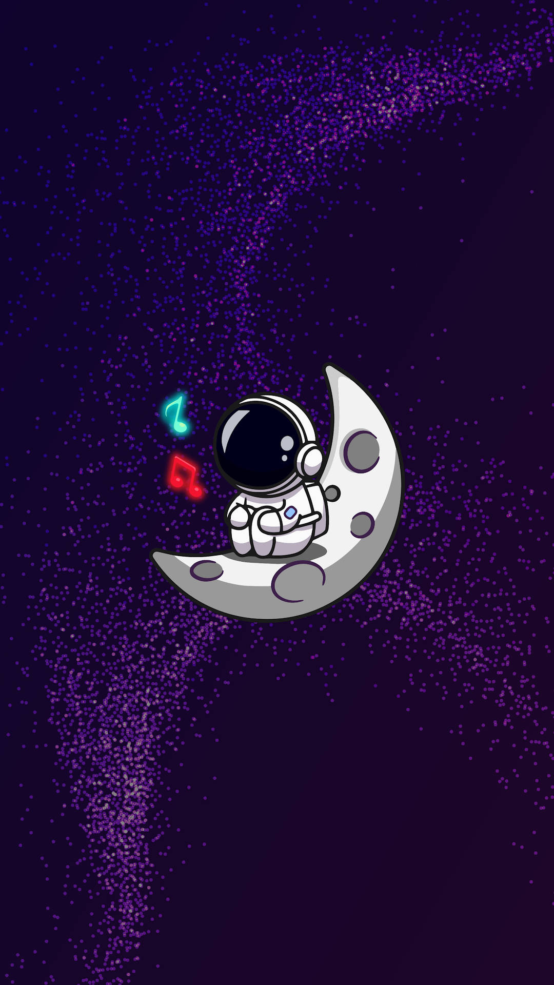 Cartoon Astronaut Singing On The Moon Background