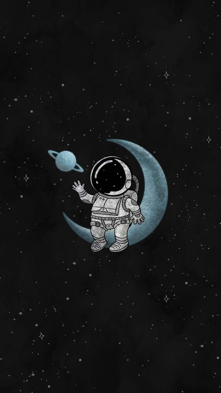 Cartoon Astronaut Sitting On The Moon Background