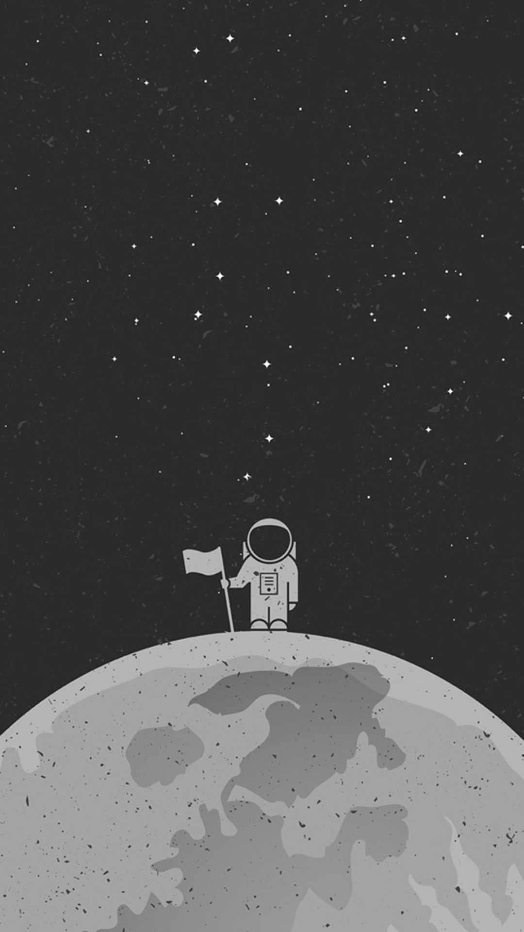 Cartoon Astronaut With A Flag Background