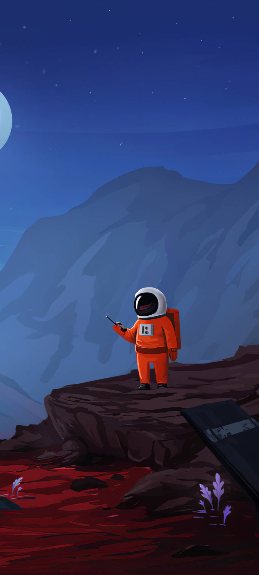 Cartoon Astronaut With Walkie-talkie Background
