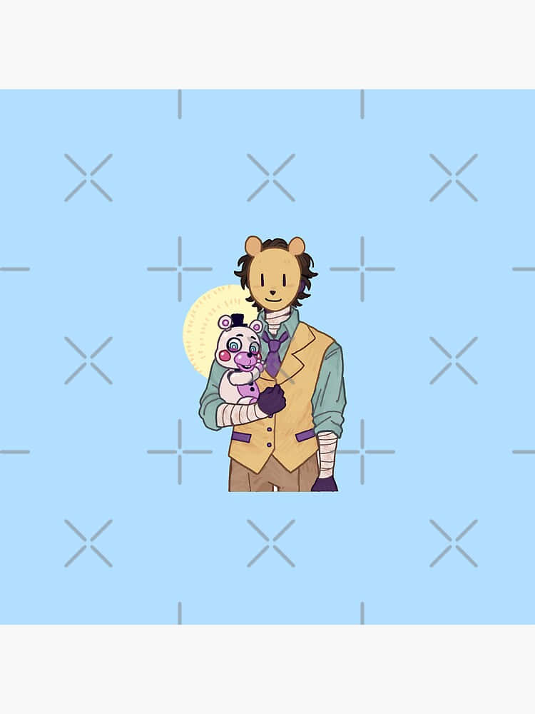 Cartoon Bear Character Holding Plush Toy Background