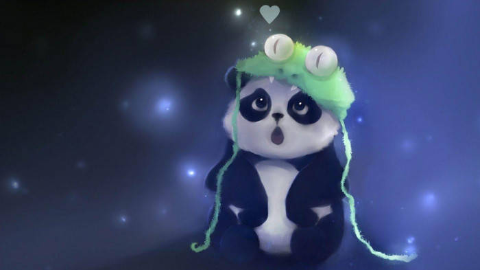 Cartoon Beautiful Panda With Silly Hat Background