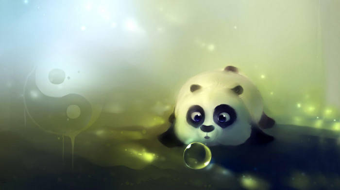 Cartoon Beautiful Panda With Yin Yang