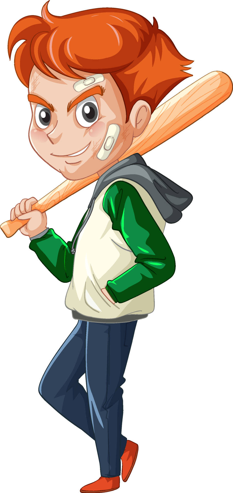 Cartoon Boy Holding A Baseball Bat Background